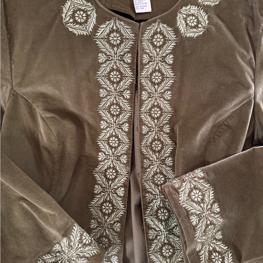 Embroidered Olive Green Jacket